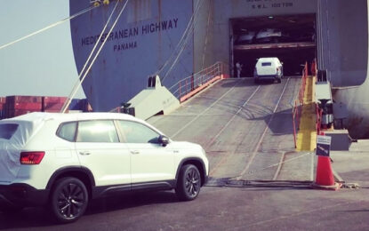 VW: dio inicio la exportación del Taos a EU, el embarque salió del puerto de Veracruz